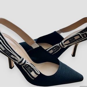 J’ADIOR Dior Shoes Black Silk Size 39 Ribbon Detail